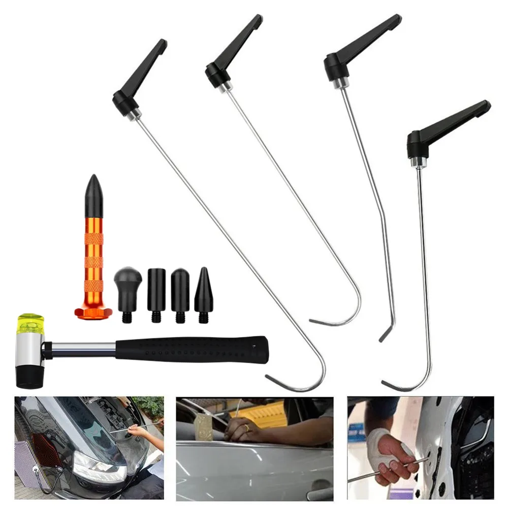 

PDR Hook Tools Push Rod with Rotate head Car Crowbar repair hammer Paintless Dent Repair Tools PDR Kits Ding Hail Puller Set