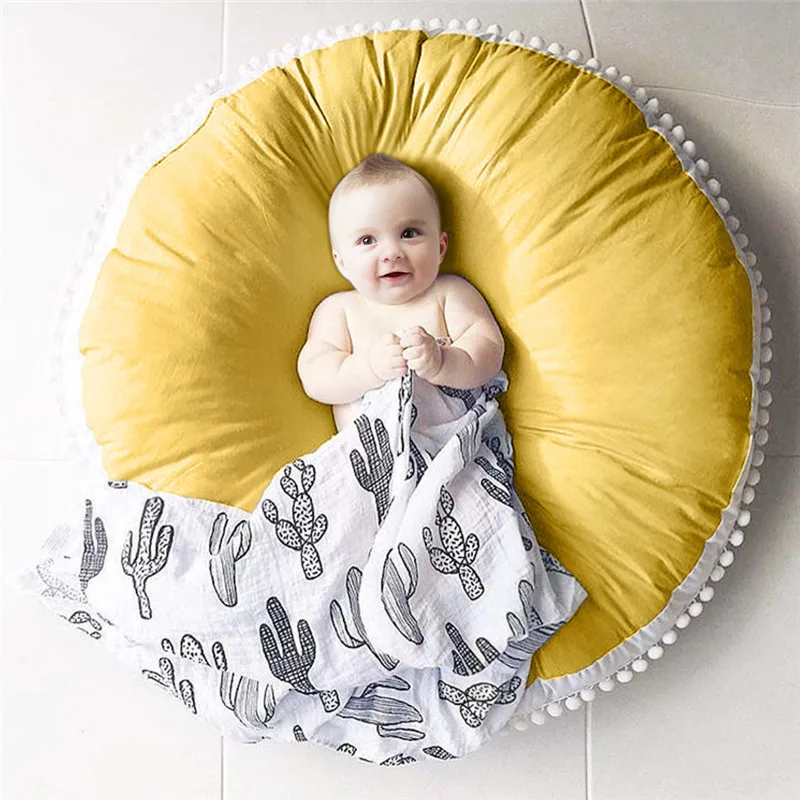 Новорожденный детский игровой коврик из чистого хлопка шерстяной шарик ткань утолщенная Детский ковер Детский круглый игровой коврик