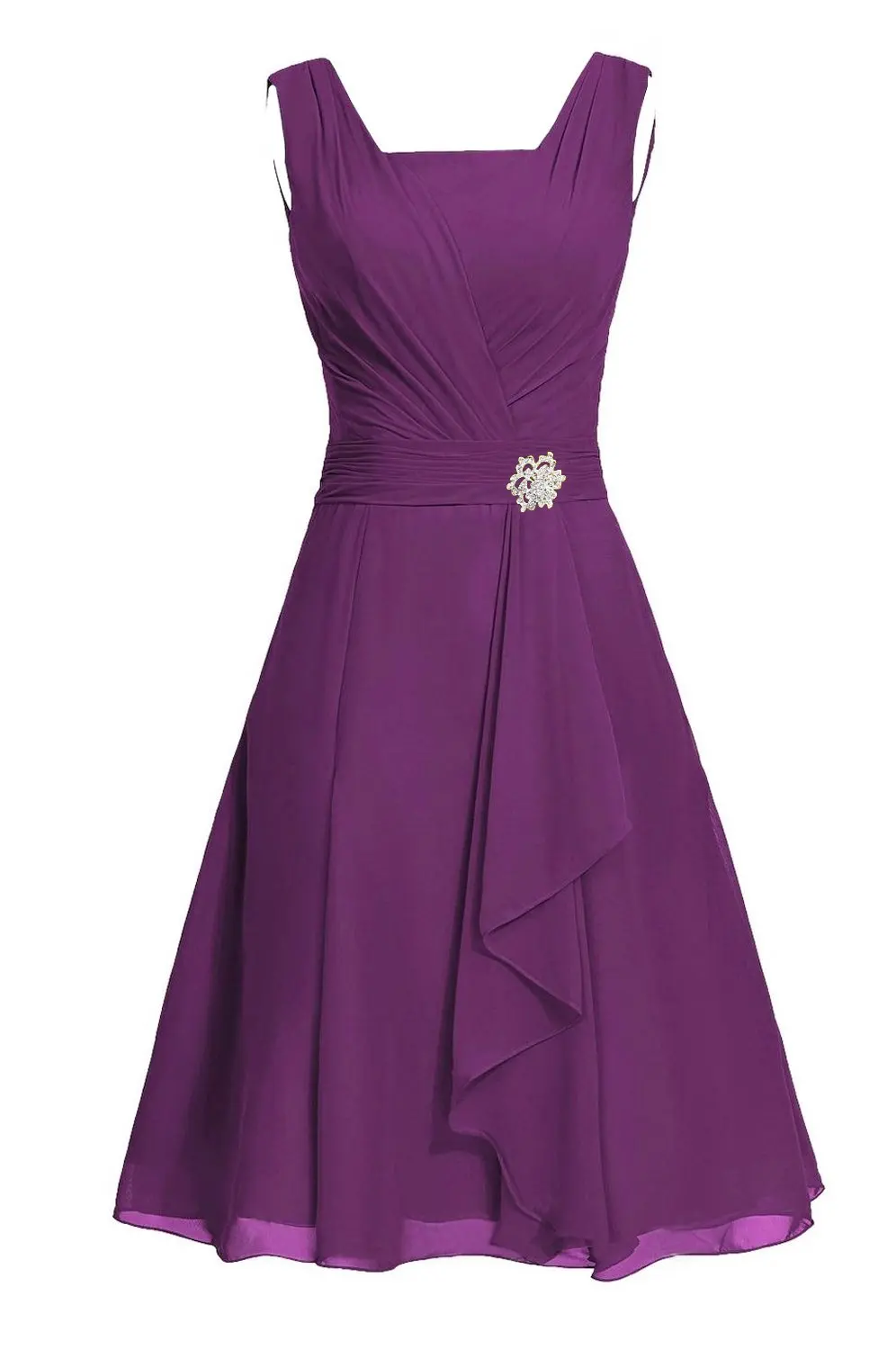 Waulizane Elegant Chiffon A-Line Prom Dresses Zipper Sleeveless Formal Dresses 16 colors Available Customs Made Regular Sleeve