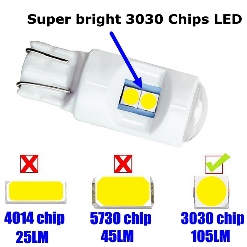 2 шт. Новинка T10 W5W WY5W 501 2825 керамический супер яркий 3030 светодиодный Клин поворотные боковые лампы для чтения автомобиля купольный светильник авто парковочная лампа