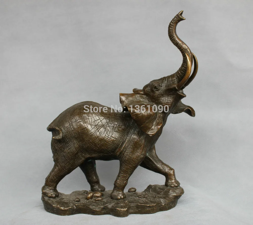 

xd 00935 16'' China Pure Bronze Wild Elephant Statue