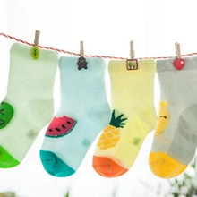 ; Летние сетчатые хлопковые носки принцессы для девочек; детские носки; новинка года; Детские Носки с рисунком фруктов