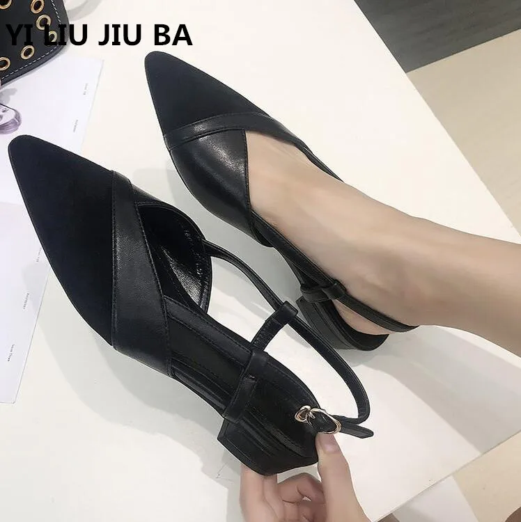 

hot sale Women Sandals buckle low heel Women Summer Pointed toe Shoes 2019 New Women Open Toe Beach Casual Shoes women **439