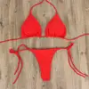 Tie Side Solid Color G-String Thong Bikini 10