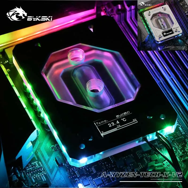 Bykski cpu водоблок для AMD AM3/AM4+ X399 цифровой дисплей термометр RGB(12 В)/RBW(5 В)/NoLED V2 охладитель воды жидкостного охлаждения