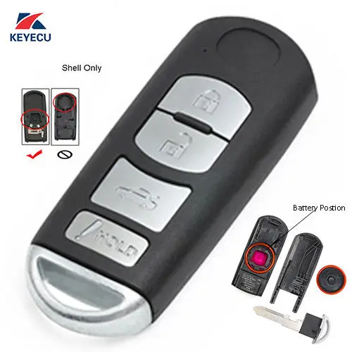

KEYECU Replacement Remote Key Fob Shell Case Replacement for Mazda 3 6 2014-2018 4 Button SKE13D-01