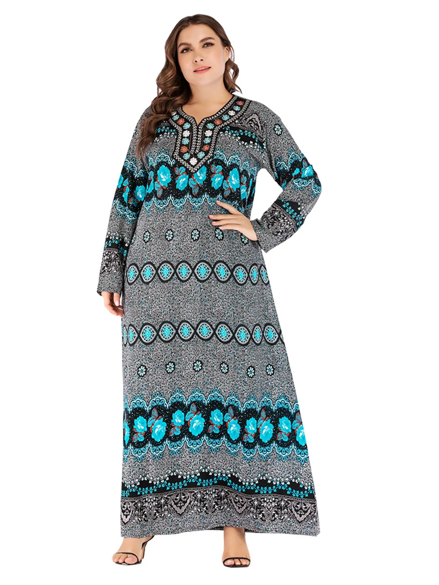 Fashion Embroidery Printing Dress Maxi Dress-in Dresses from Women's Clothing on Aliexpress.com 