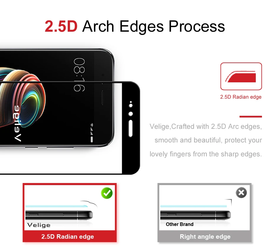 2 Pack Velige Tempered Glass Screen Protector For Xiaomi Mi 5X Mi5X M5X 5 X Xiomi 5X A1 Full Cover 9H Scratch Proof Glass Flim (8)