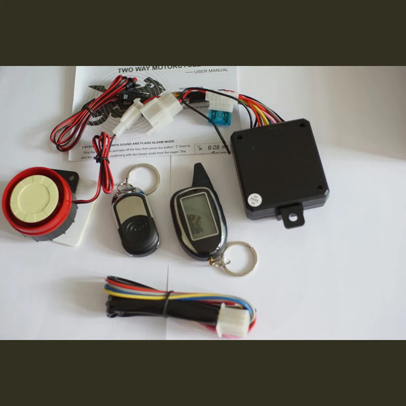 

Master Racing 12V Motorcycle Alarm System Lock Two Way Motorbike Anti Theft Horn Alarm Security System with LCD Remote Control