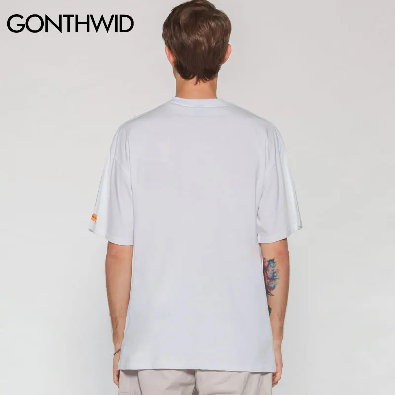 Мужская футболка с коротким рукавом GONTHWID повседневная хлопковая в стиле хип хоп