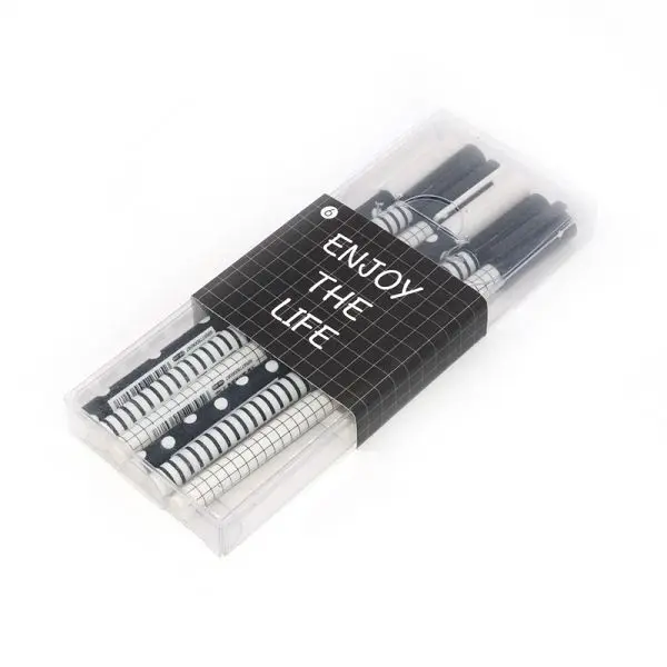 6 pcs black white 3/6 шт/набор гелевых ручек милые ручки для школы милые Canetas канцелярские товары Jel Kalem корейский Фламинго Canetas Em гель цветок Stylo Fofa - Цвет: 6 pcs black white