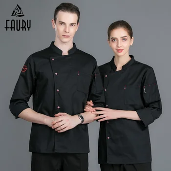 

High Quality New Long Sleeve Chef Shirt Unique Man Cooking Work Jacket Clothes Hot Pot Waiter Coat Barber Shop Uniforms Overalls