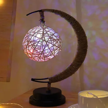 

Led stars charging night light apple glass birthday lanterns handmade hemp rope room wrought iron night light