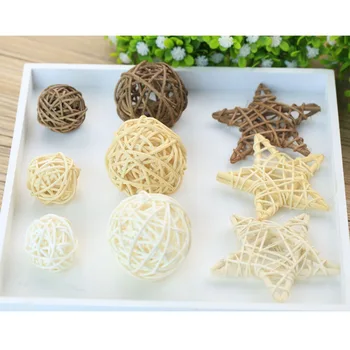 

Meking 9PCS Star Sepak Taraw Rattan Ball Birthday Party Photo Office Wedding Party Shoot Props Decor Gadget Ornament