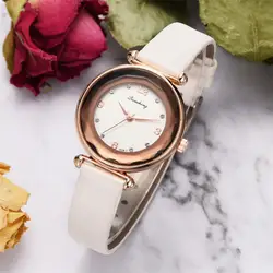 Роскошные розовое золото для женщин часы Кристалл женский кожаный кварцевые наручные часы Montre Femme 2019 изысканный дамы подарок кварцевые