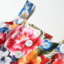 High Quality New 2017 Designer Runway Casual Summer Dress Women's Spaghetti Strap Button Gorgeous Floral Printed Dress