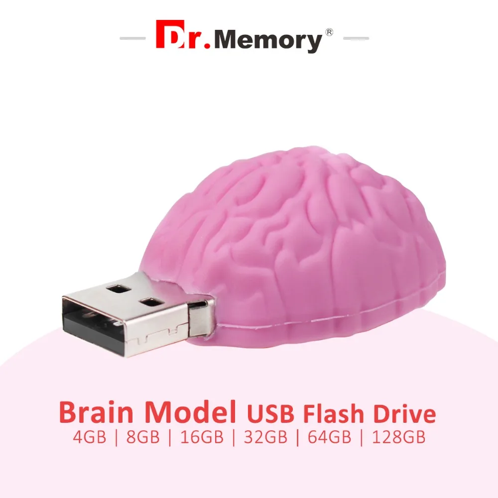 Мультяшная модель мозга, флеш-диск Usb 2,0, 64 ГБ, флешка, 4 ГБ, 8 ГБ, 16 ГБ, 32 ГБ, милая Usb карта памяти, 128 ГБ, реальная емкость, Usb ключ, подарок