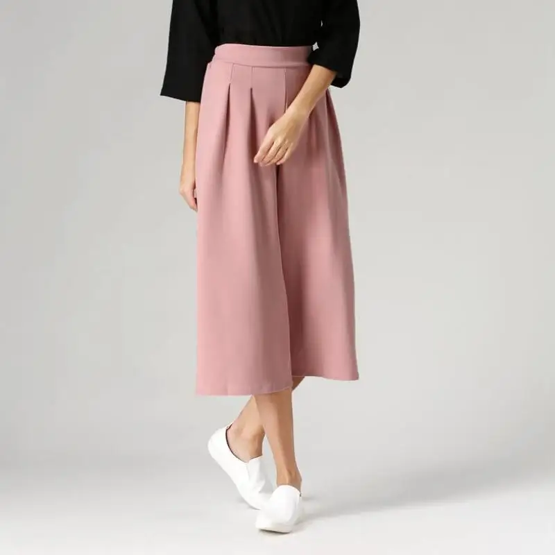 Womens High Waist Pant Fashion Wide Leg Palazzo Ankle