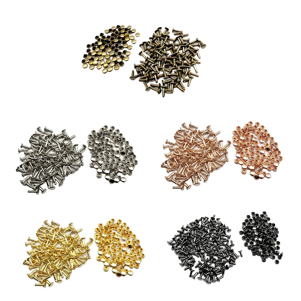 

100 Sets Double Caps Studs Rivets DIY Crafts for Bags Shoes Leather Decoration 6x10mm