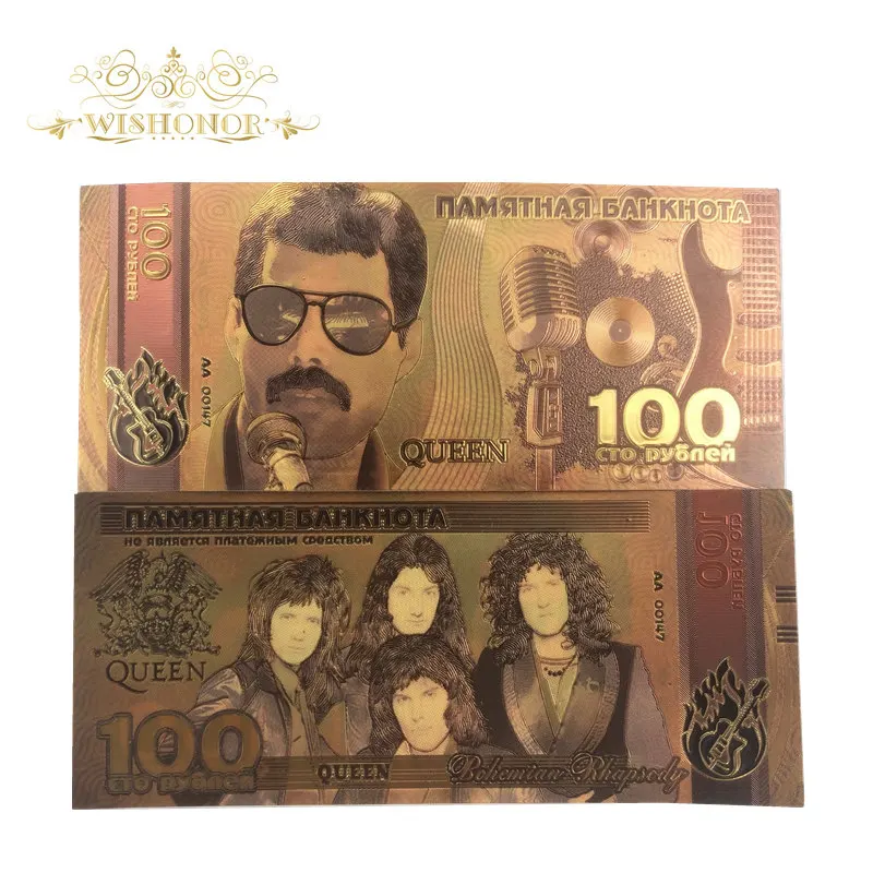 

10pcs/lot 2019 New Design For Russia Banknote 100 Rubles Banknote in 24k Gold Plated Fake Money as Gifts