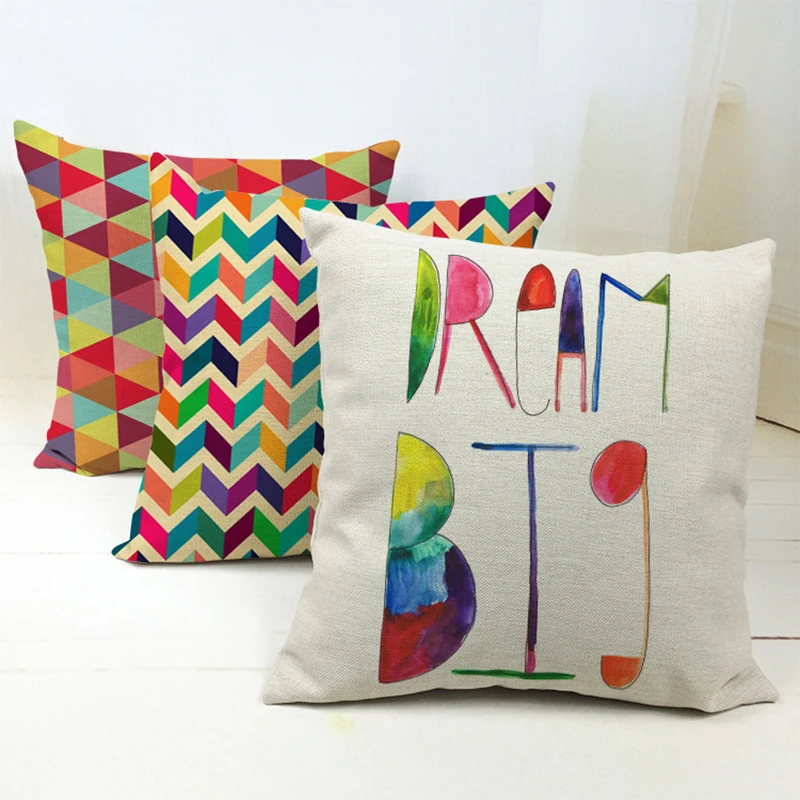 buy Geometric Sofa Throw Pillows Decorative Vintage Retro Linen Cushion Covers Capas De Almofada Lumbar Pillow Decorate Home Decor