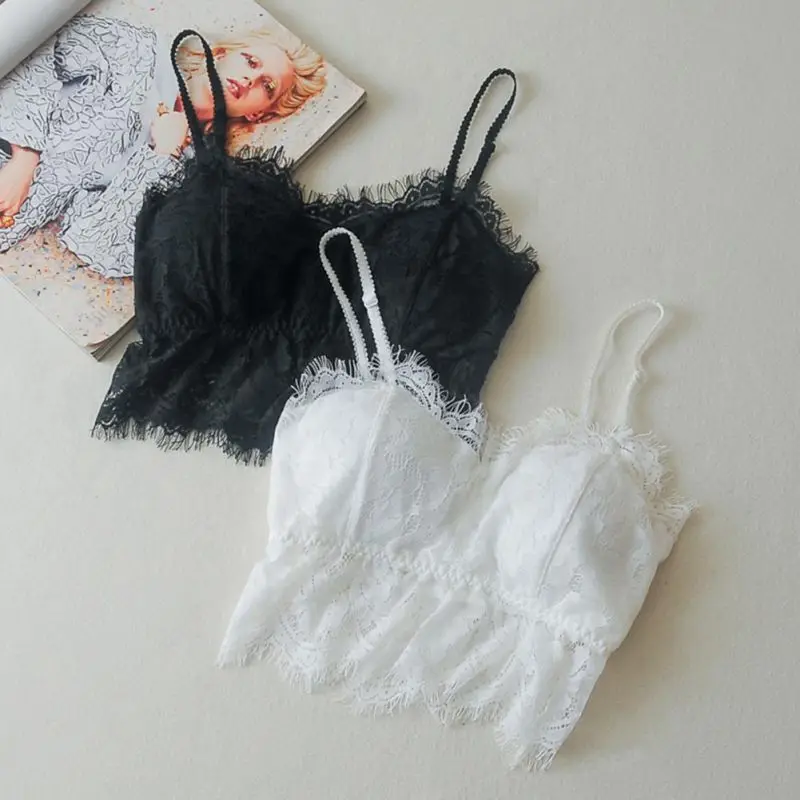 

Sexy Lace Floral Bra Crop Top Hollow Out Camisole Bra Women V-Neck Vest Tank Tops