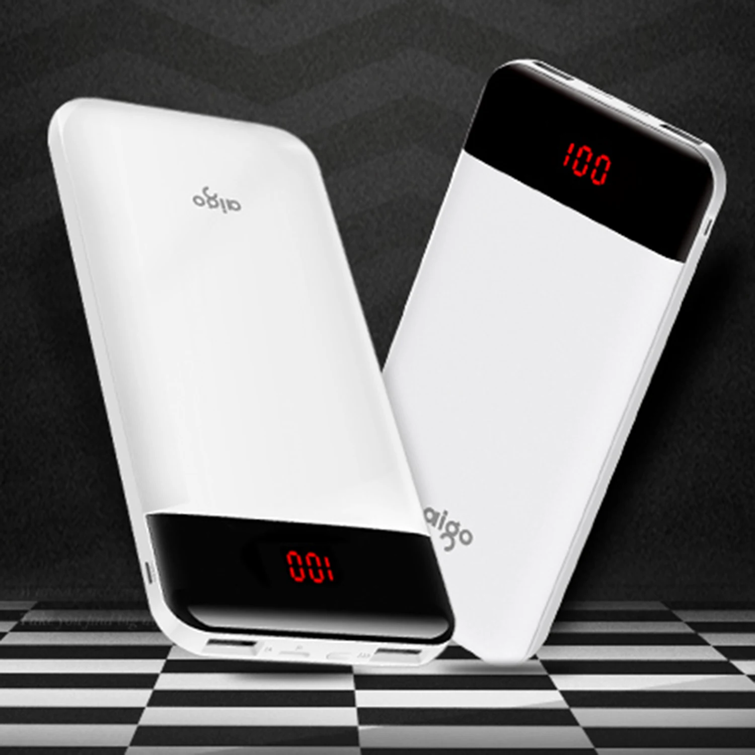Aigo D20000 Pover Bank 30000mAh Large Capacity Power Bank Dual USB Input Port Charger External Battery Pack For Mobile Phone