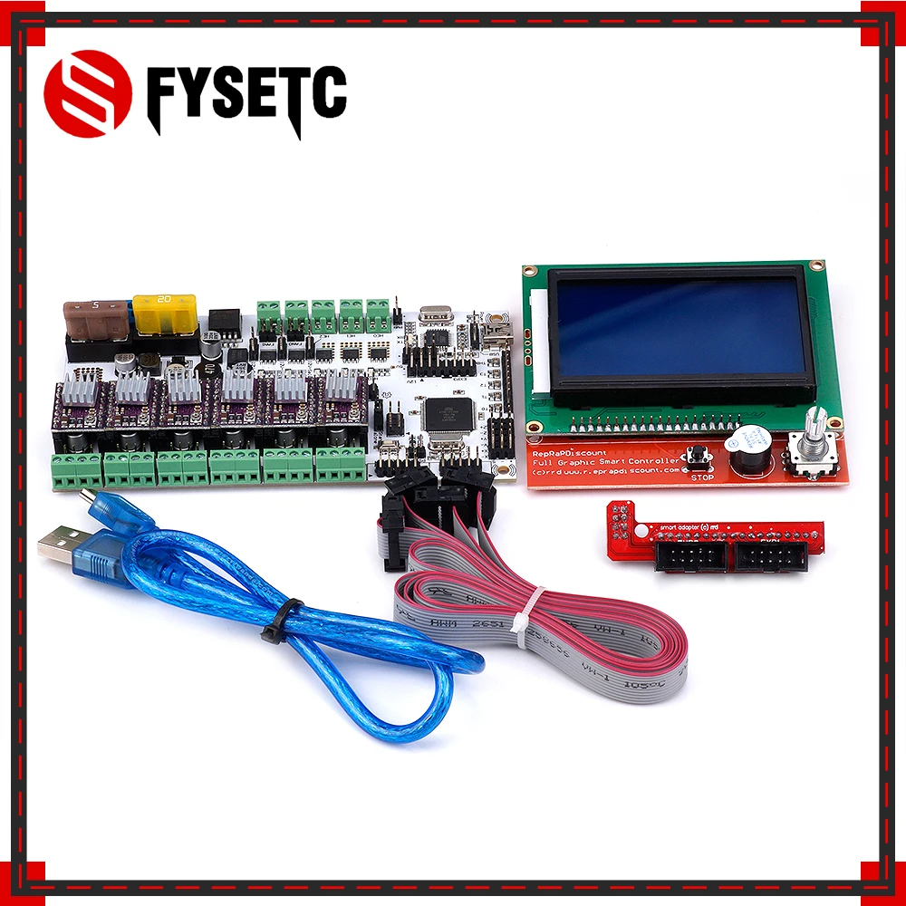 

Rumba Plus Board+2004/12864 LCD Control Display +6pcs DRV8825 Stepper Motor Driver For 3pcs Extruder Rumba Plus Motherboard