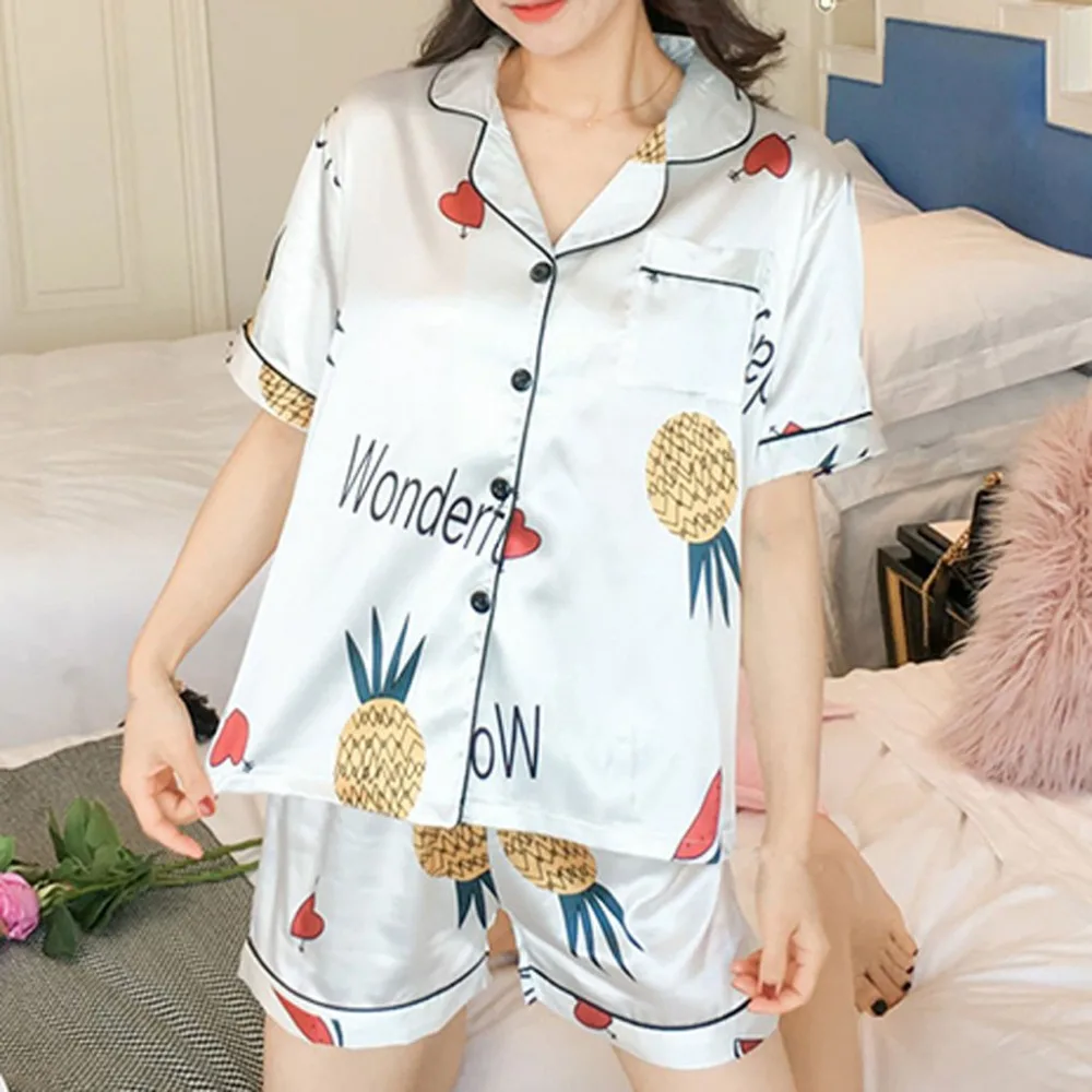 Летний женский пижамный комплект из 2 предметов, топ с принтом+ шорты, одежда для сна, женская одежда для сна, ночные рубашки для девочек, домашняя одежда, Пижама для женщин BB4
