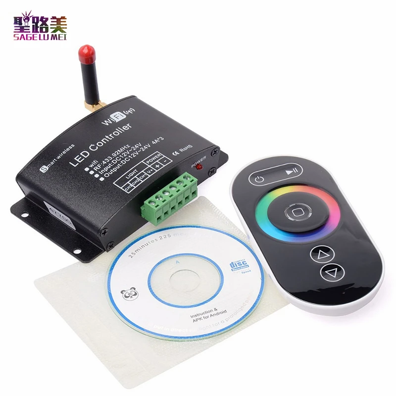 

free shipping DC12v-24V Led Wifi Controller with RF touch panel remote 2.4G wifi led dimmer/color temperature/RGB controller
