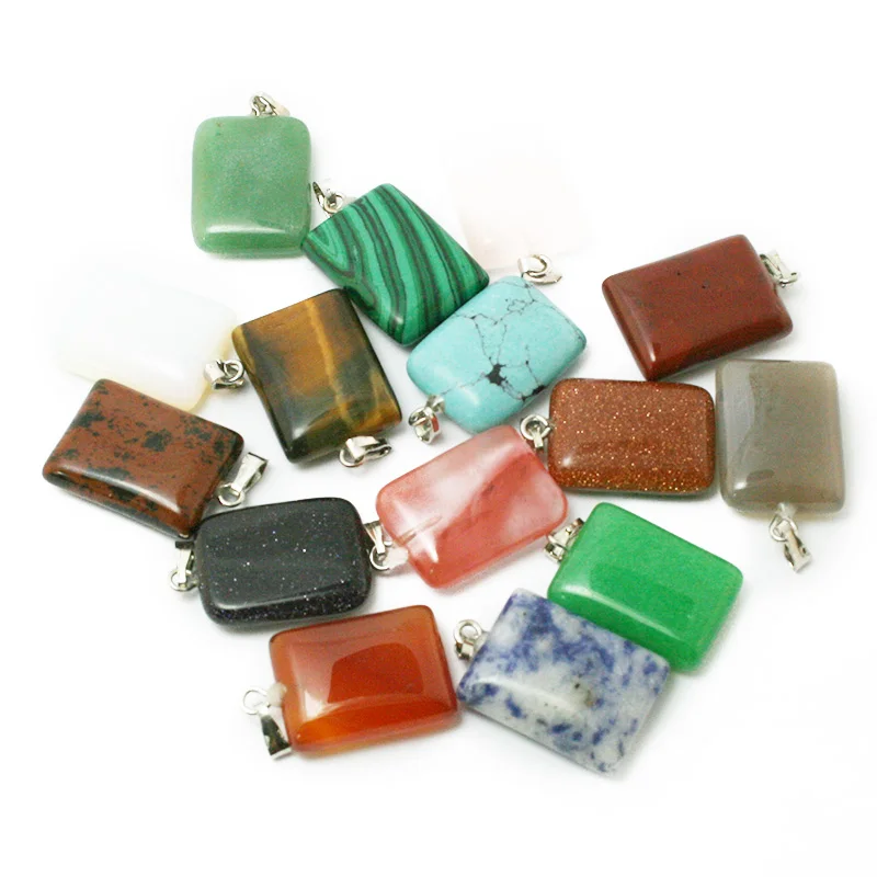 

12pcs random Assorted Natural Stone Pendants Point Pendant Rectangle Charms pendants Free shipping