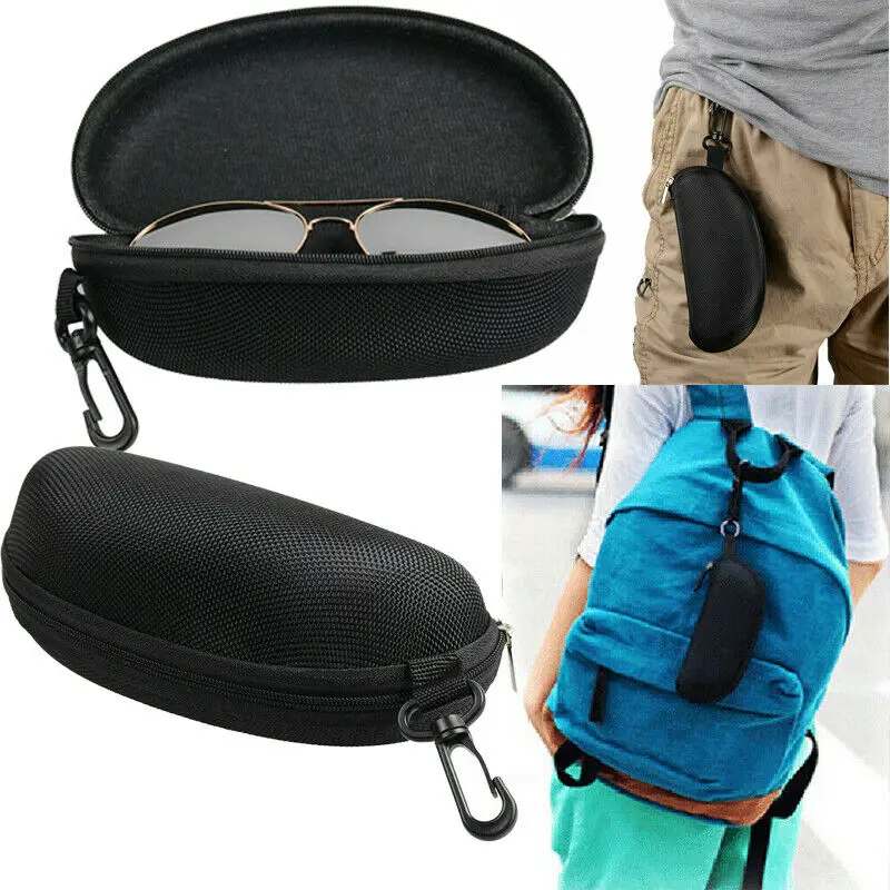 

1 Pack Black Glasses Eyeglasses Safety Zippered Hard Case Carry Box