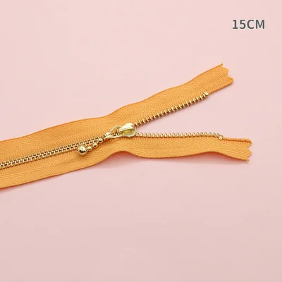 

Free shipping 10pcs/lot Orange 15cm gold teeth zipper metal zipper water head diy craft bag zipper closed end zipper