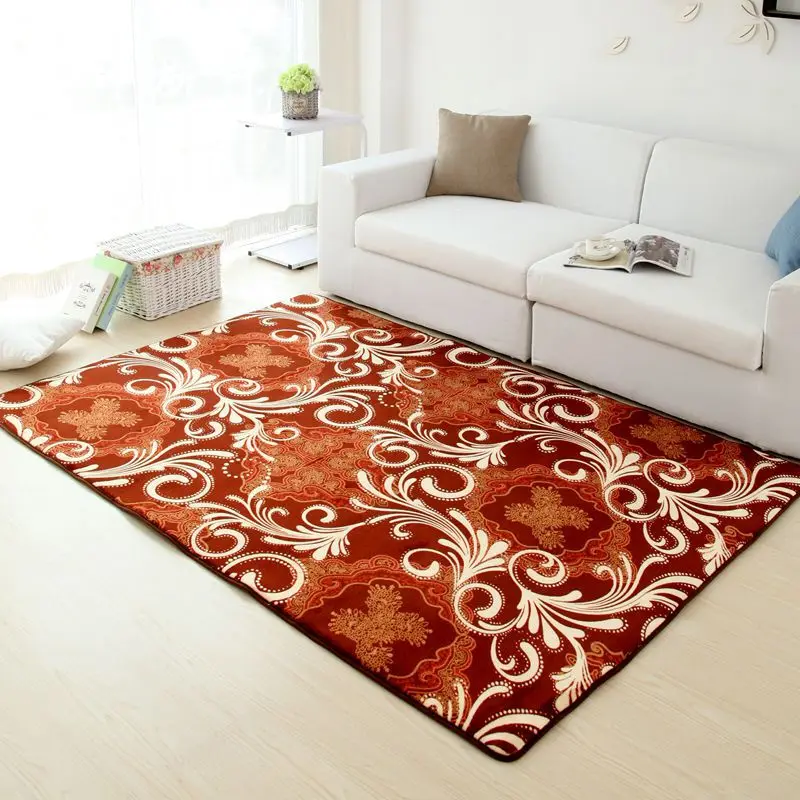 Коралловые бархат ковер Европа Стиль с цветочным принтом мягкие Нескользящие ковер ковры для Спальня Гостиная коврики для йоги ковер