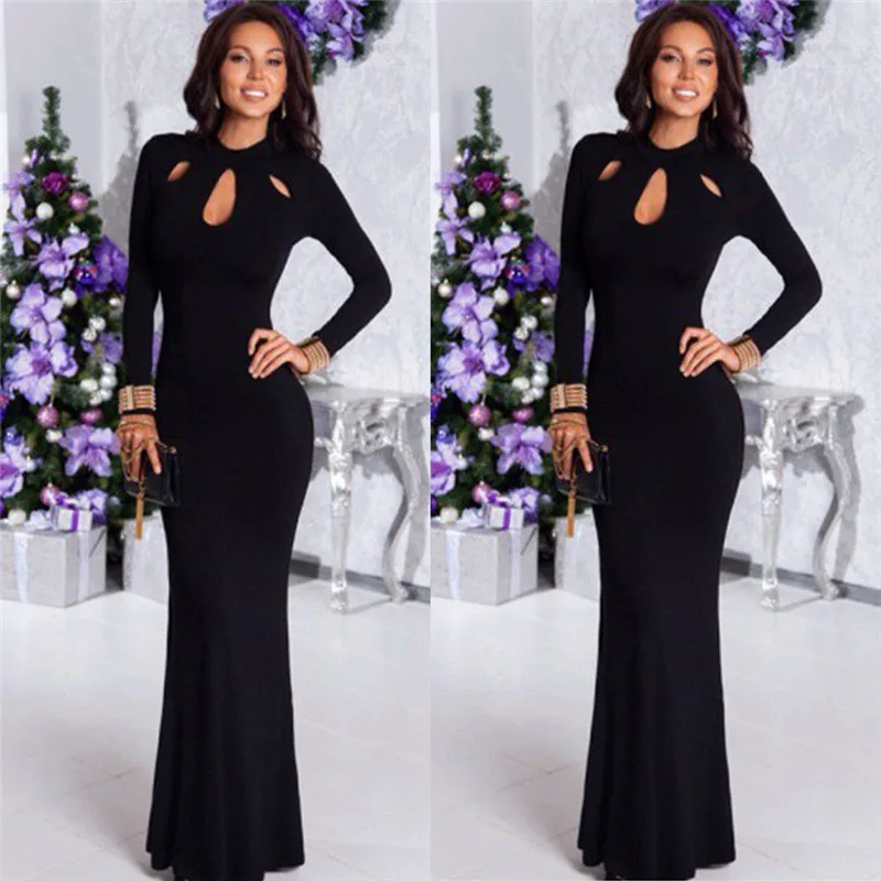 

Maxi Summer Dress Women Dress New Long Organza day Dress Vestidos De Festa Satin Hollow style black women dresses