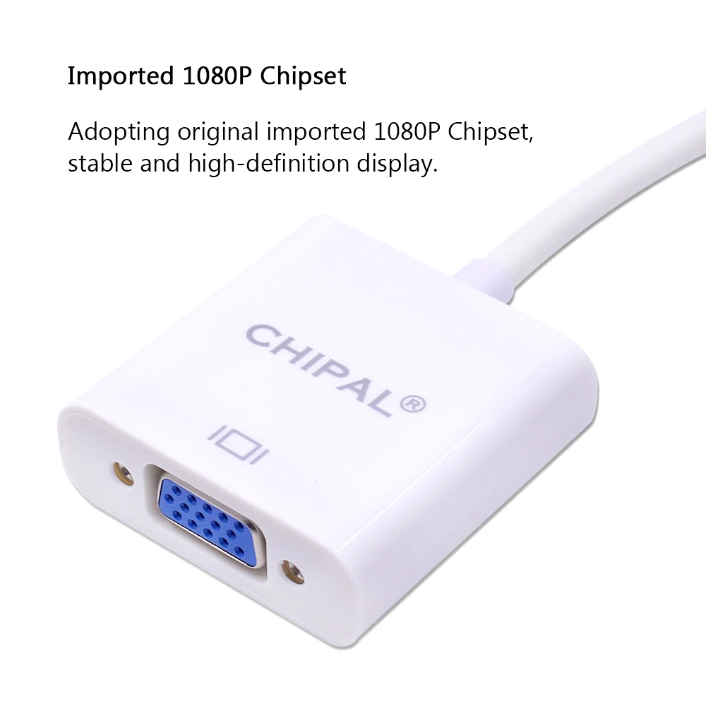 CHIPAL 10 шт для HDMI в VGA конвертер HDMI2VGA кабель адаптер ПК настольный ноутбук планшет HD