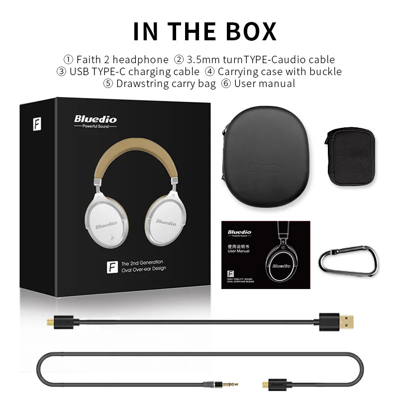 2017 New Bluedio F2 activa de ruido cancelación de Bluetooth inalámbrico Auriculares auriculares con micrófono para teléfonos - 6