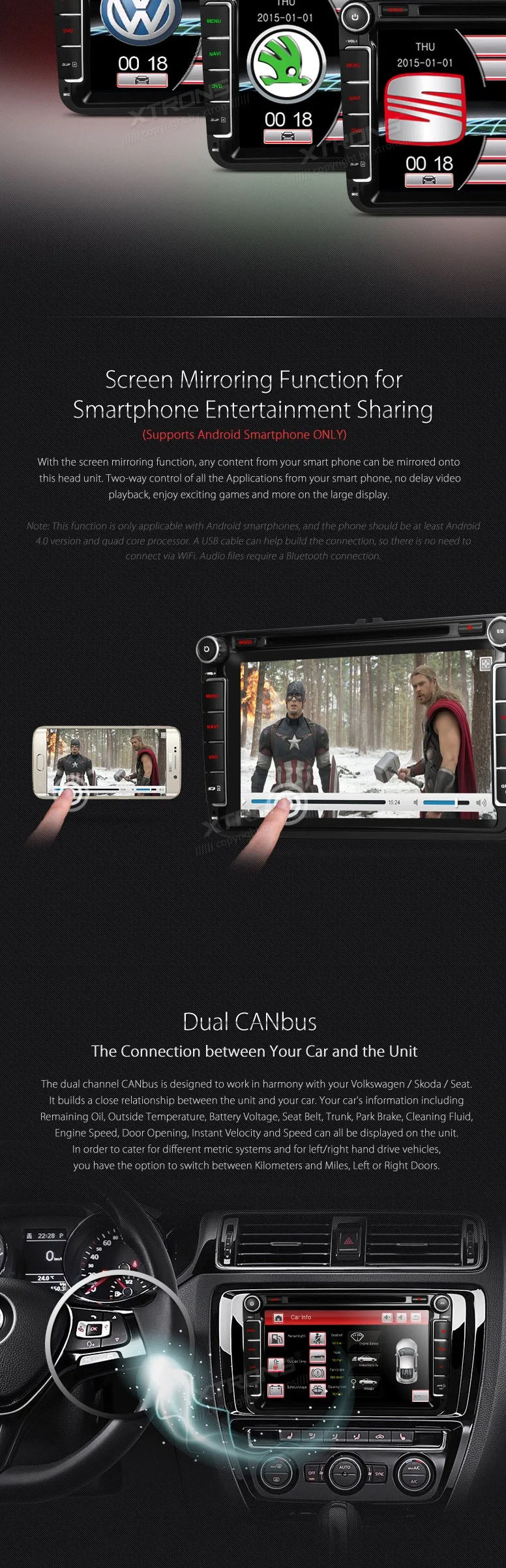 Excellent 8" Special Car DVD for Seat Toledo 2013-2015 & Alhambra 2013-2016 with Android Mirror Link Support & Dual Channel CanBus System 2