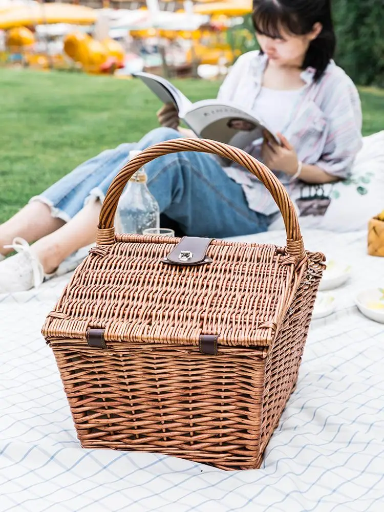 The Cane Makes Up Portable Outdoor Picnic Basket Outing Camping Picnic Melon And Fruit Plate To Receive Basket Fruit Basket