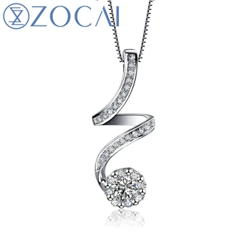 شراءZOCAI 0.27 CT 18K مجوهرات من الذهب الأبيض قلادة الماس 925 فضة سلسلة قلادة D01159