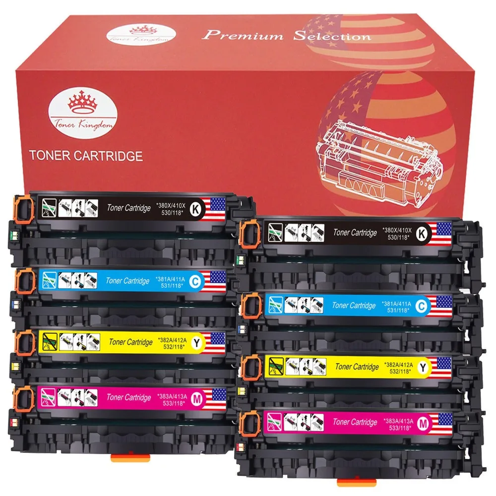 

TONER KINGDOM 8pcs CC530A CC531A CC532A CC533A 304A Compatible Toner Cartridge For HP Color LaserJet CM2320n CM2320nf CM2320fxi