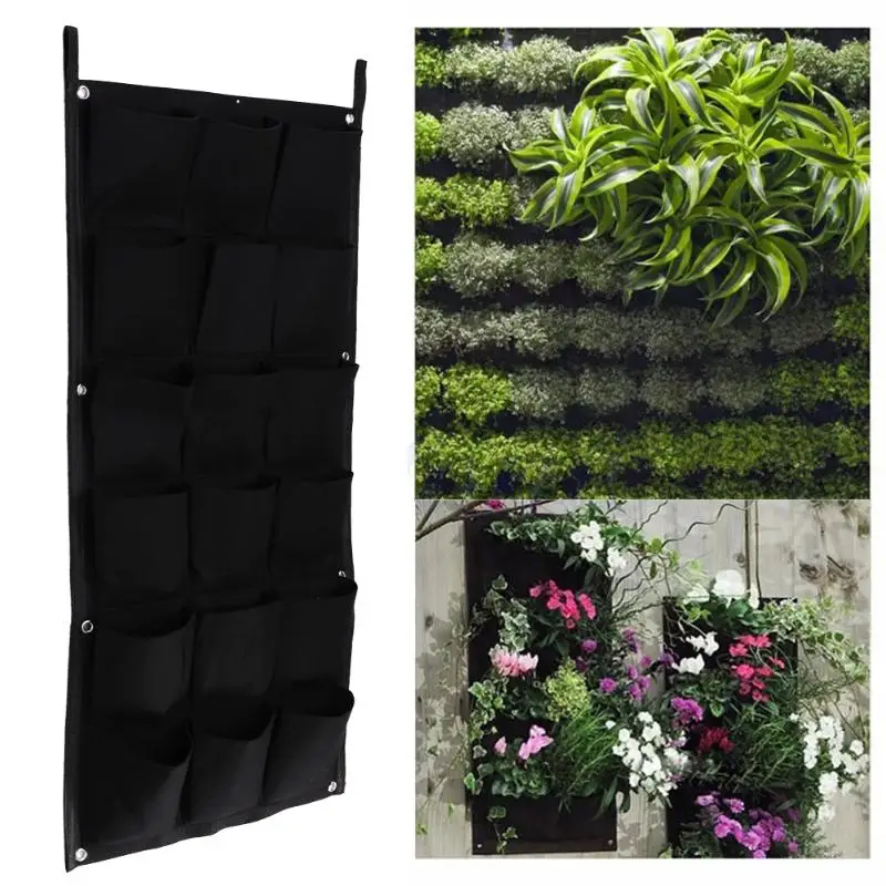 Planting Bags 18 Pockets Vertical Wall Hanging Gardening Planters Felt Grow Bags Plant Pouch Hanging Flower Bags Planting Bags 18 Pockets Vertical Wall Hanging Gardening Planters Felt Grow Bags Plant Pouch Hanging Flower Bags