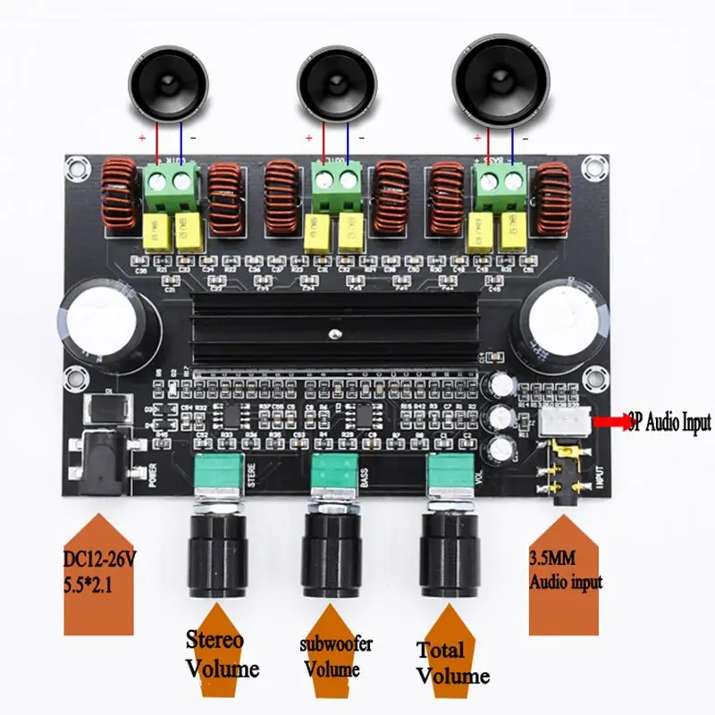 HHO-XH-M573 TPA3116D2 80 Вт+ 80 Вт+ 100 Вт 2,1 канальный TPA3116 цифровой усилитель мощности доска бас сабвуфер усилитель