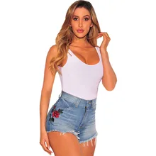 Новинка, короткие женские джинсовые шорты с вышитыми розами в стиле ретро, приталенные женские джинсовые шорты с высокой талией на молнии, акция NSK0305