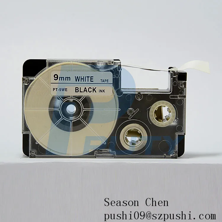 EZ label tape cartridge XR 9WE1/XR 9WE(Black on white,9mm*8m), For EZ