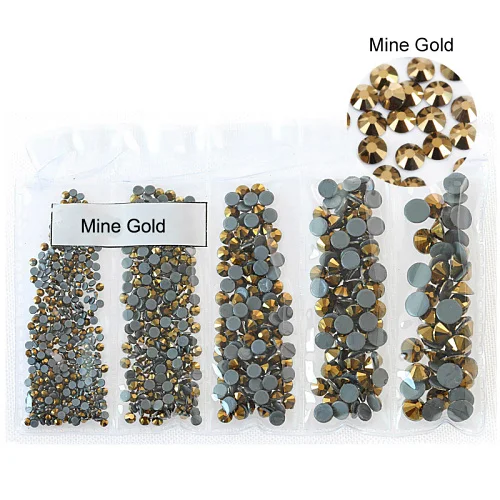Смешанные размеры стеклянные стразы исправление хрусталя и искусственного алмаза AB железо на стразы Flatback исправление стразы для одежды B3700 - Цвет: Mine Gold