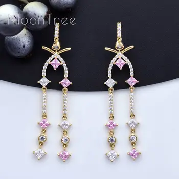 

MoonTree Trendy Long Tassel Cubic Zirconia Women Drop Dangle Earrings for Wedding Tassel Fashion Jewelry