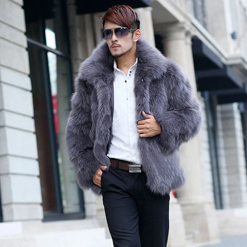 Faroonee, пальто из искусственного меха, Мужская брендовая одежда, длинный рукав, отложной воротник, меховое пальто, зимняя теплая верхняя одежда, меховое пальто 2B0362