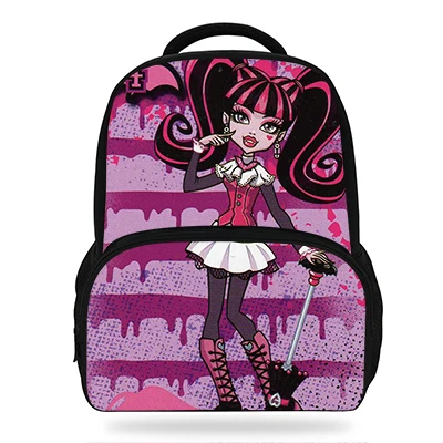 14 дюймов Monster High Draculaura/Clawdeen Wolf/с изображением героев мультфильма «Школа печати Школьный рюкзак для детей повседневная школьная сумка для девочек - Цвет: e7058