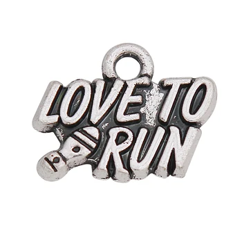 

RAINXTAR Vintage Alloy Love To Run For Marathon Runner DIY Metal Letter Pendant Charms 13*17mm 50pcs AAC859